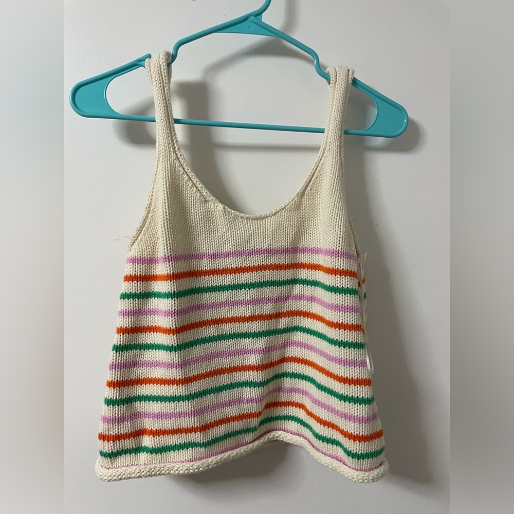 Zara Knit Cropped Stripped Top Size M